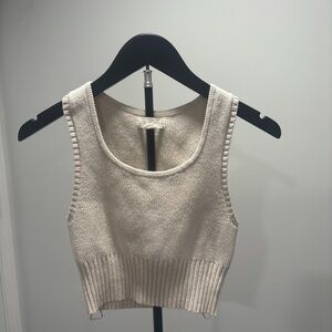 La Hearts Cream Ribbed Cropped Tank